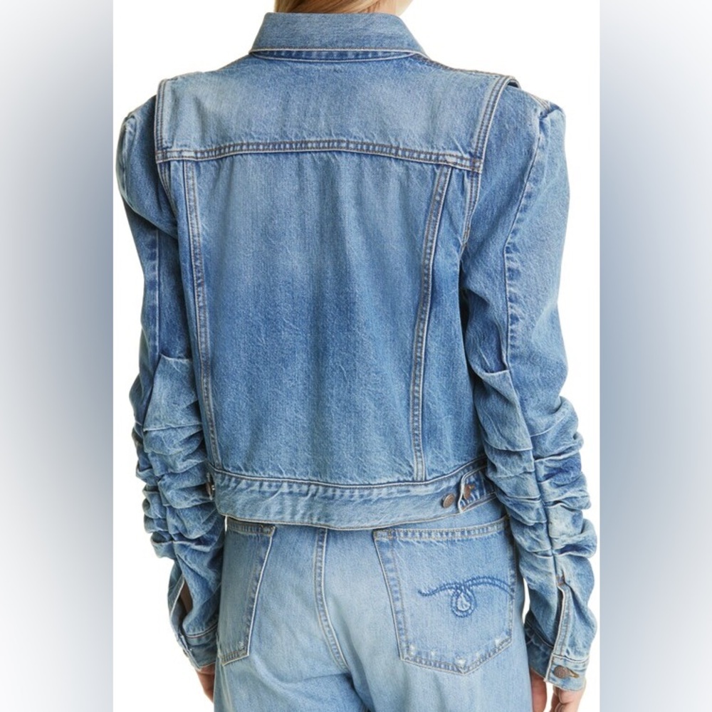 R13 Kelsey Shirred Denim Jacket Size M - Picture 6 of 9